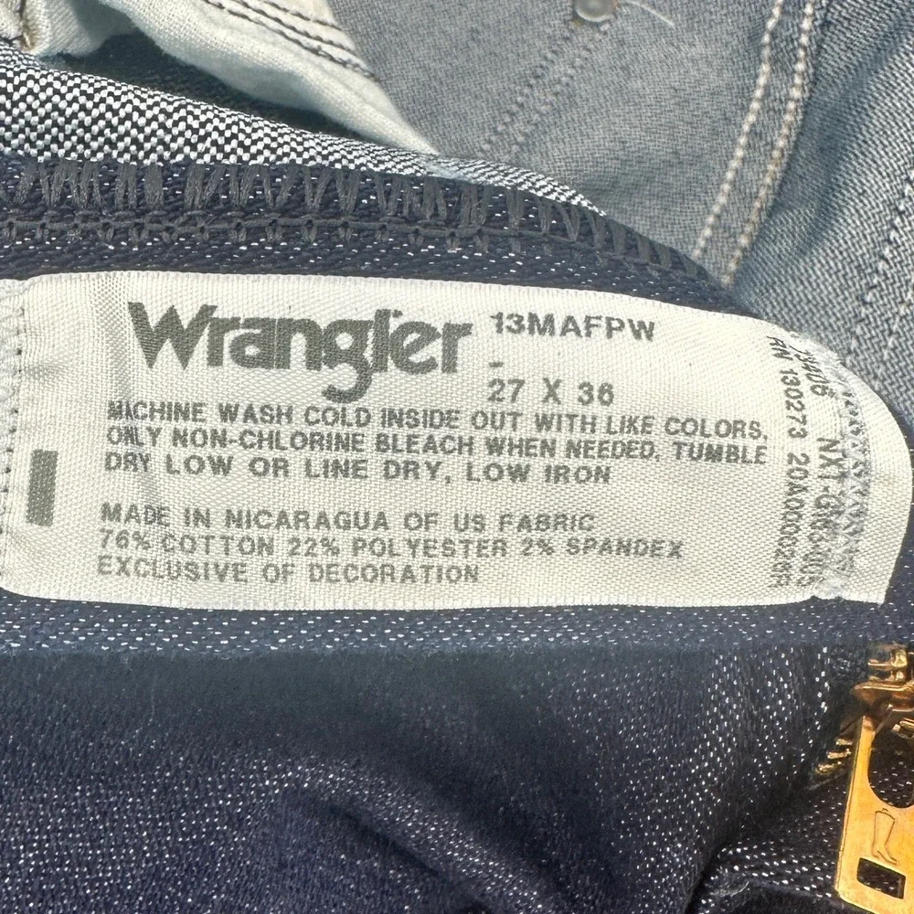 Wrangler‎ Cowboy Cut Jeans Mens 27x36 Blue Solid Original Fit Modern NWT 13MAFPW
